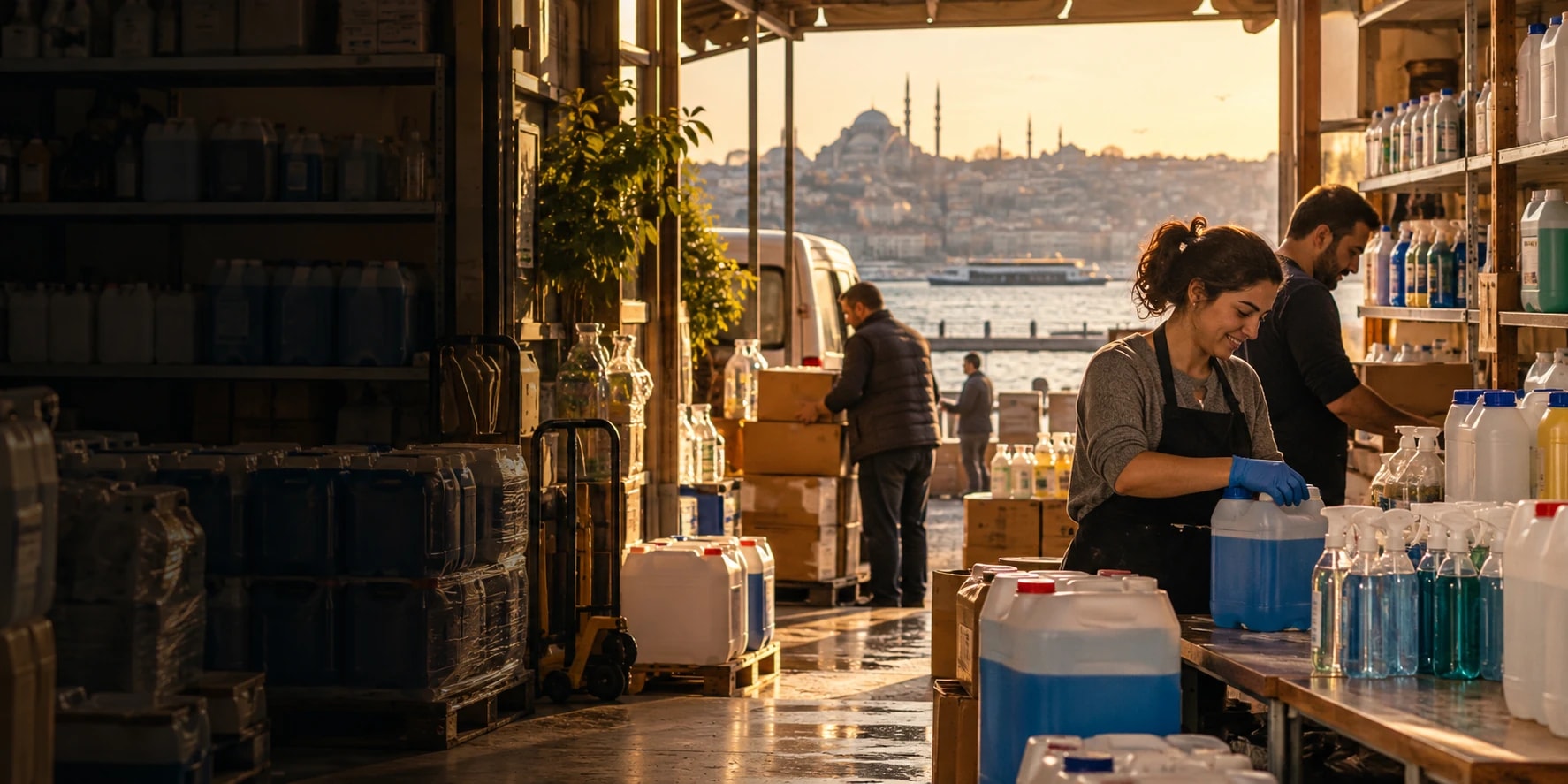 Kimya ve temizlik malzemeleri tedarikçisi: iş yerinden bir görünüm
