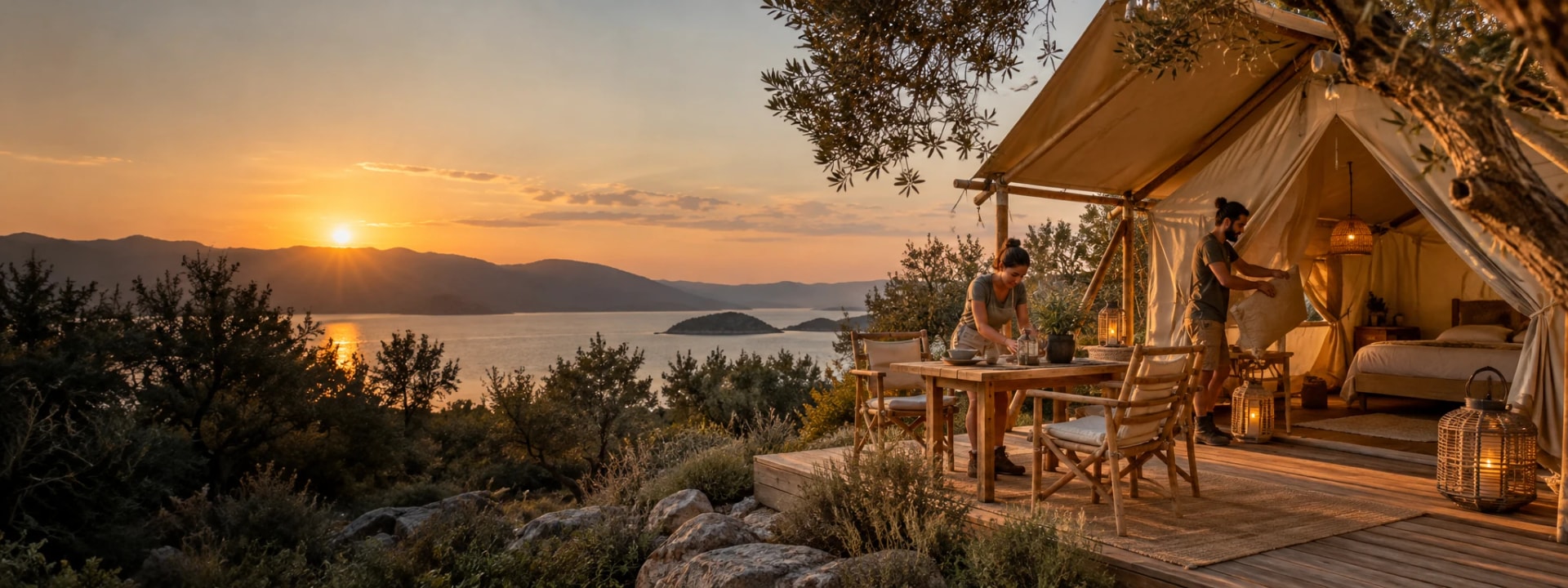 Glamping / kamp alanı: iş yerinden bir görünüm