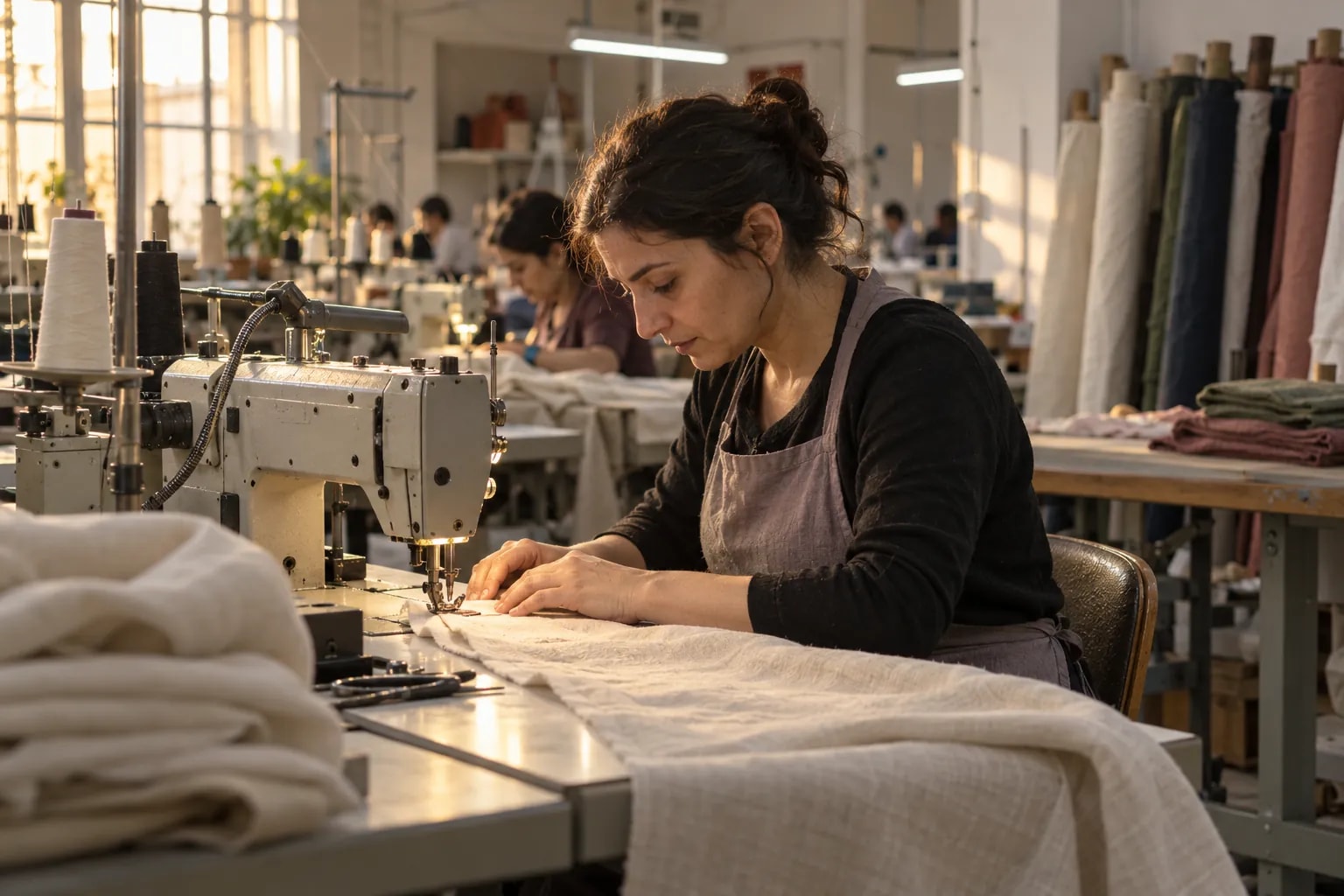 Tekstil ve konfeksiyon üreticisi: iş yerinden bir görünüm