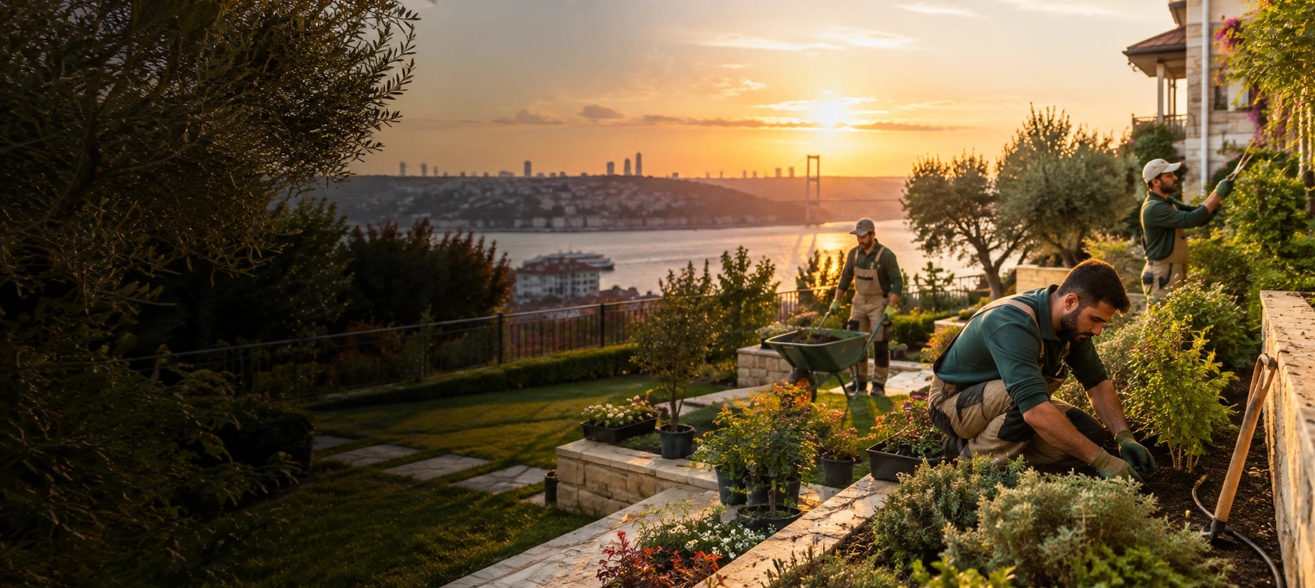Peyzaj ve bahçe bakımı: iş yerinden bir görünüm